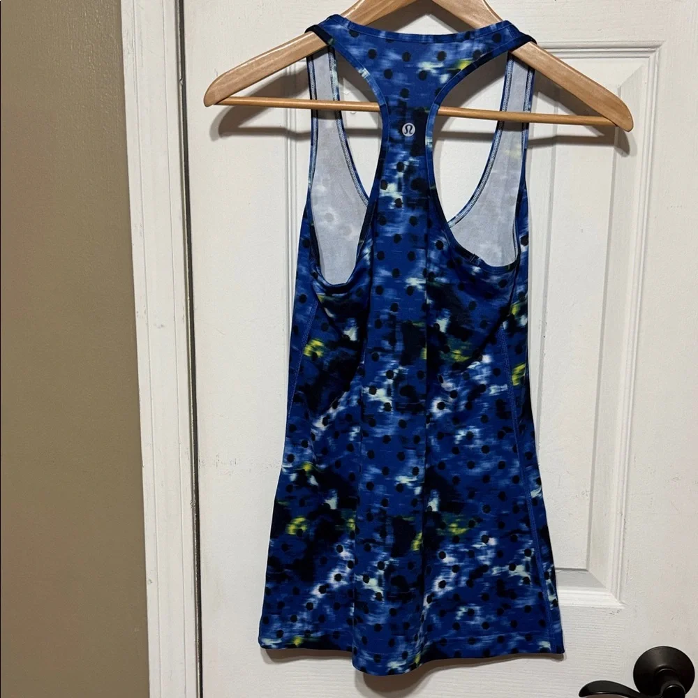Lululemon Athletica Blue and Green Patterned Tank Top